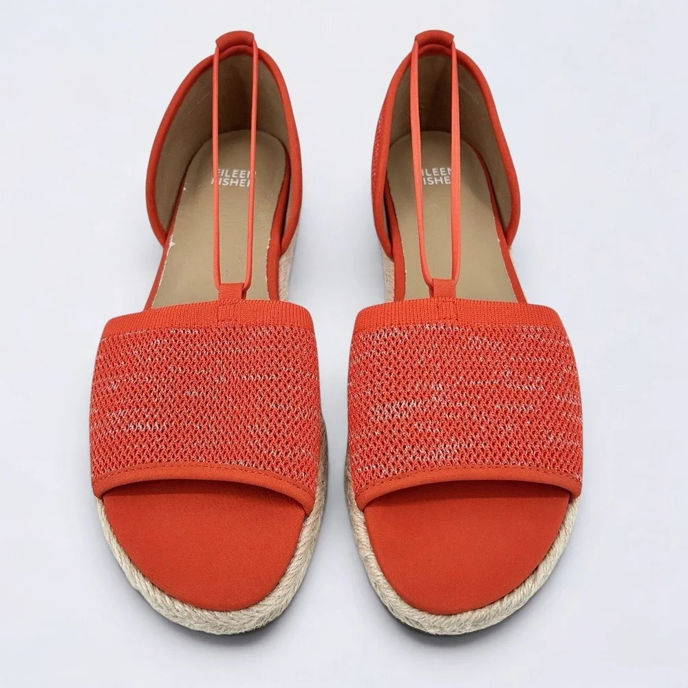 Eileen Fisher Flats Women's Size 10 Orange Mews Magma Melange Espadrille Sandals